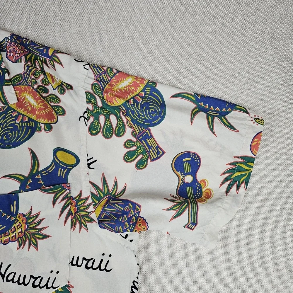 VTG Banana Republic Safari Travel Rayon Hawaii Camp Shirt Mens 2XL Aloha 80s